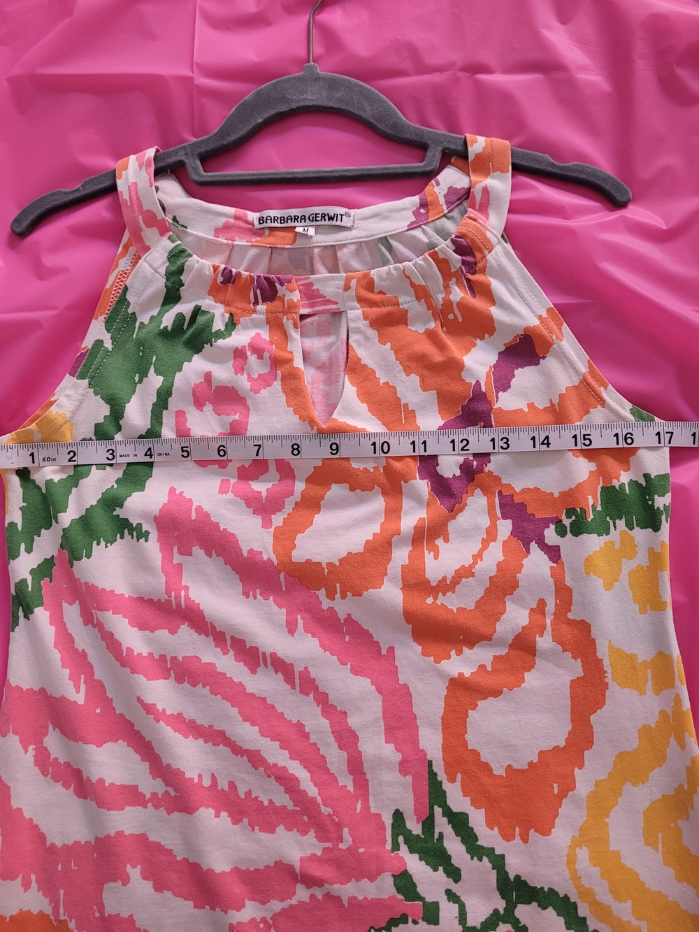 Barbara Gerwit Floral Sleeveless Dress -Halter Neck  Pink, Orange, Green, Yellow - Picture 9 of 12